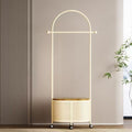 Bedroom floor-standing secondary net clothes hanger, small clothes hanger with dirty clothes basket, movable coat rack, round frame black