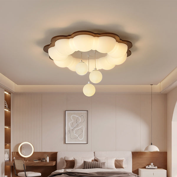 Medieval style master bedroom ceiling light retro solid wood American retro room light super bright home bed and breakfast smart lamp