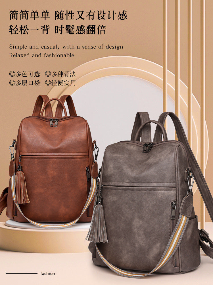 Classic popular women's backpack  new retro casual backpack multi-functional large-capacity shoulder messenger bag
