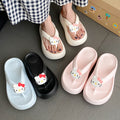 Flip-flops cute cartoon kitty outer fashion beach shoes neutral hong kong style popular flip-flops non-slipthick sole slippers