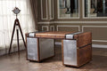 Industrial style office desk and chair combination american retro metal table creative aluminum leather studio office boss table aluminum leather