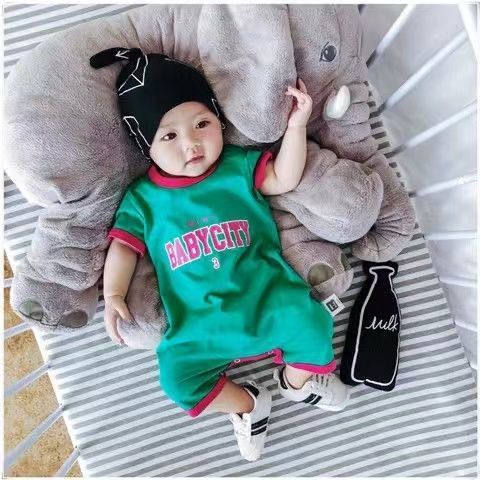 Newborn infant romper short sleeve bodysuit baby boys and girls loose fit athletic jumpsuit outing onesie