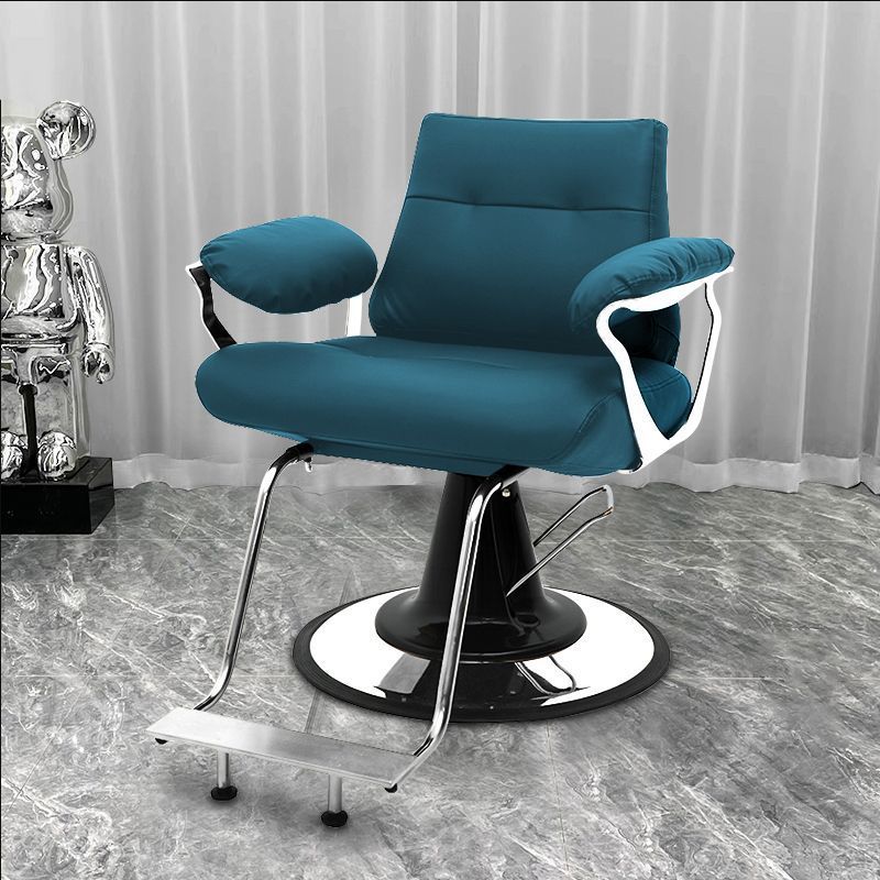 Influencer-approved barber chair - stainless steel, high-end salon chair for perming, dyeing, and cutting. features adjustable height, swivel function, and thickened padding. perfect for professional hair salons