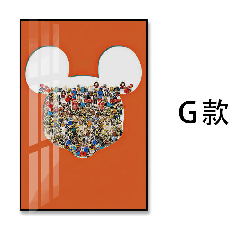 Kaws tide brand living room decorative painting modern real Lego building block cardboard floor hanging painting porch walkway crystal porcelain painting