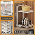 White kitchen storage rack - pot organizer, multi-functional, multi-tier, under-cabinet, sink organizer, layered pot rack