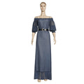 fashion dress  african plus size women's one-line high waist long skirt with belt