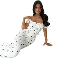 french chic polka dot dress - women's summer slim-fit knit maxi dress