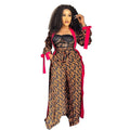 European and american style african digital print robe and cape set with printed loose wide-leg pants and belt - special offer