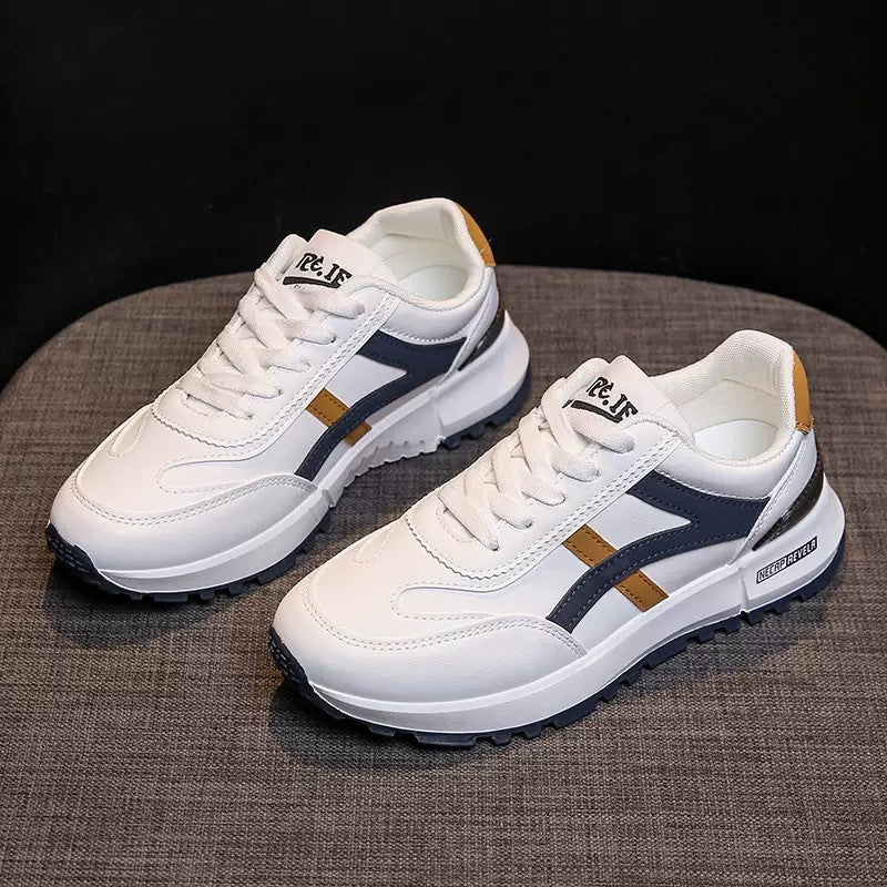 plus size women's shoes spring & fallnew arrival leather sneakers women's korean style flatscasual soft bottom running dad shoes