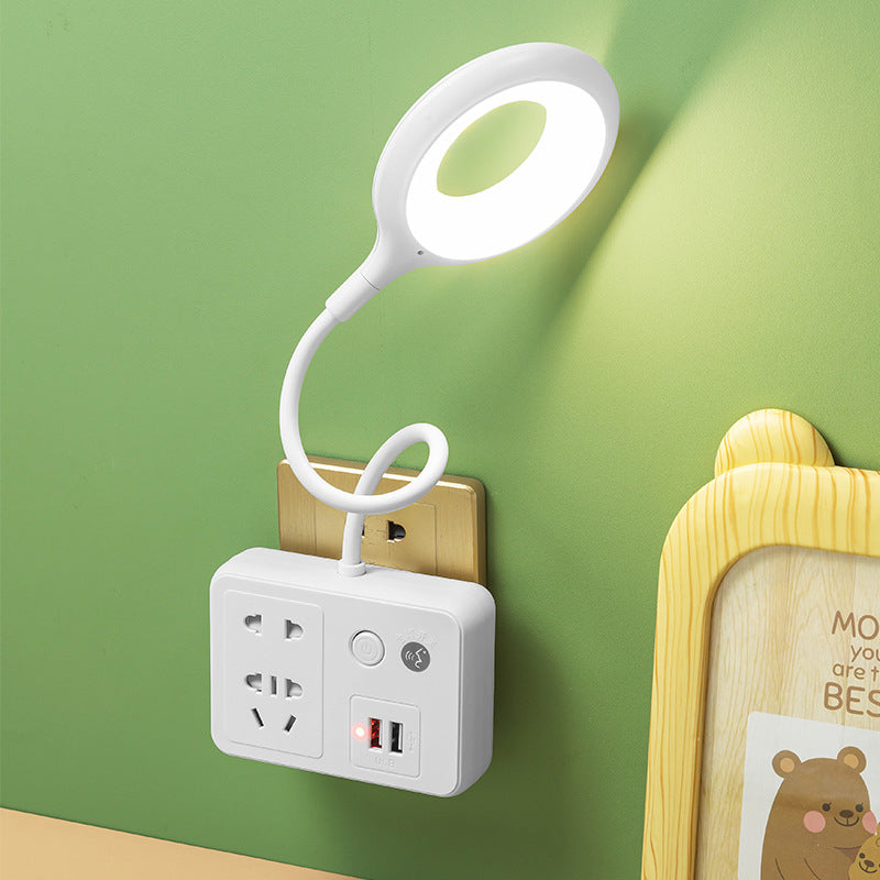 Smart voice control night light - bedroom bedside sound activated sensor lamp with socket - plug-in night light for home use