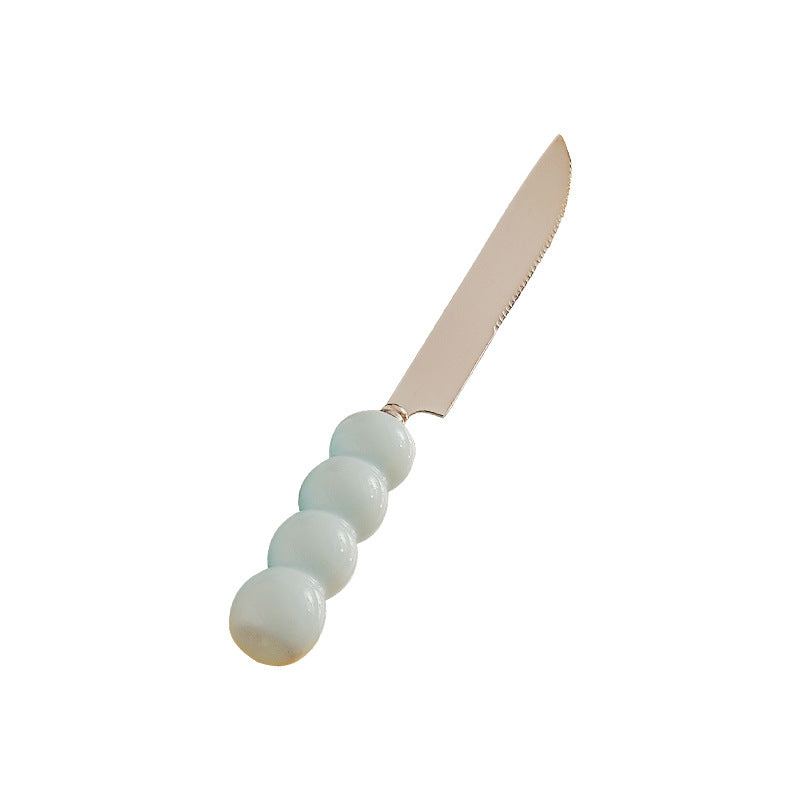 Luxury thickened ceramic handle cutlery set - high-end tableware, food-grade stainless steel forks and spoons for hotels, restaurants, wholesale