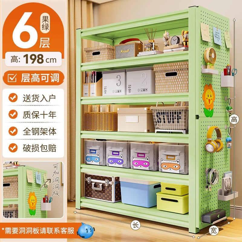 Household shelf storage rack floor-standing multi-layer bookshelf perforated board storage sundries express storage rack supermarket display rack