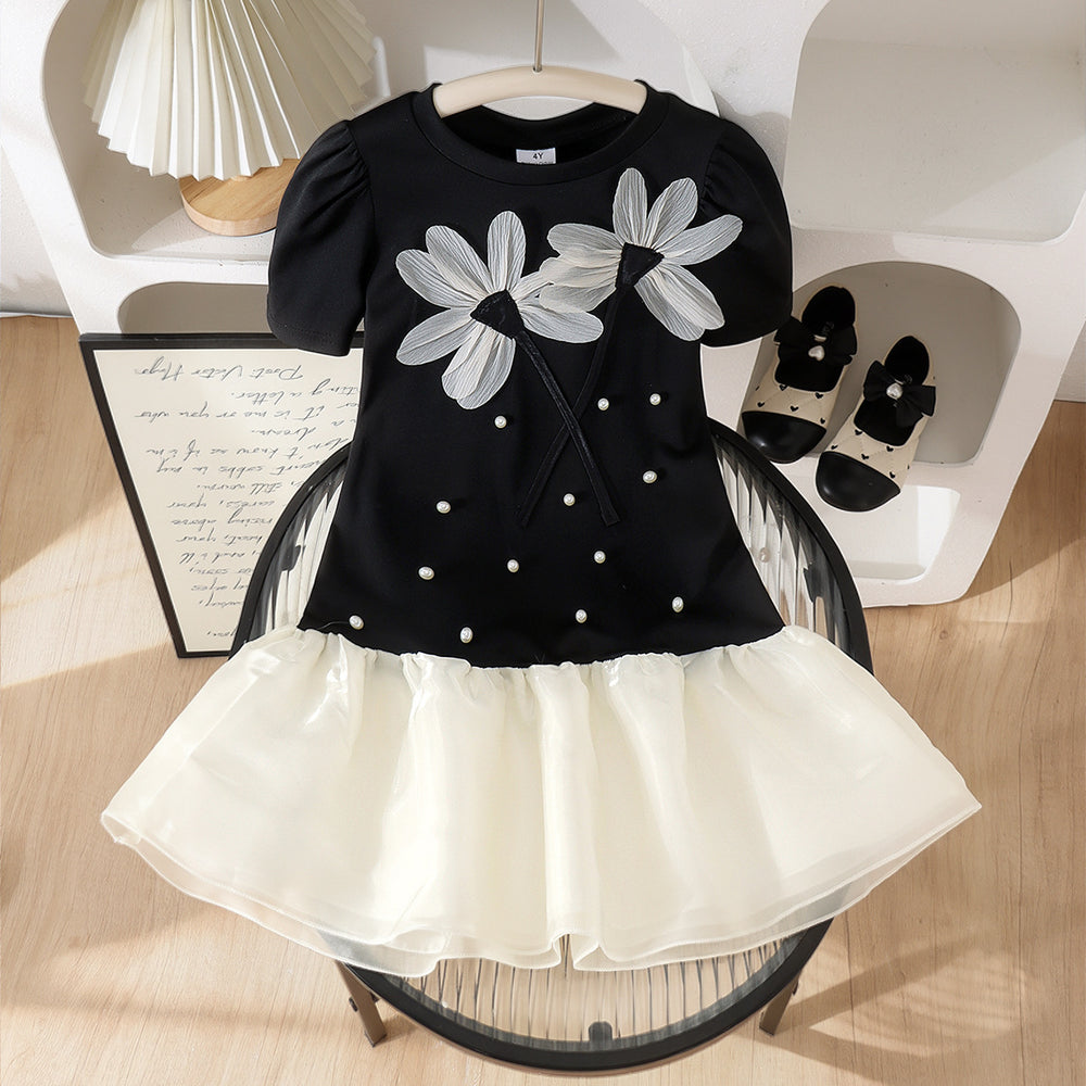 Baby clothing kids set children outfit black short-sleeved dress baby