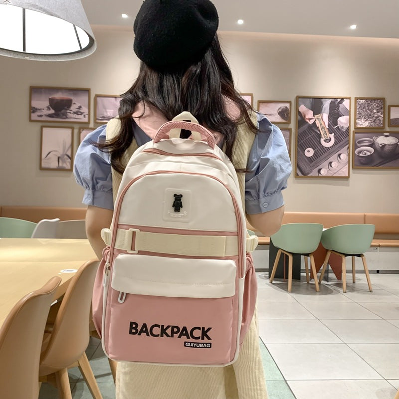 New junior high school schoolbag, college student strong wear-resistant simple backpack, fashion trend, middle school student waterproof backpack