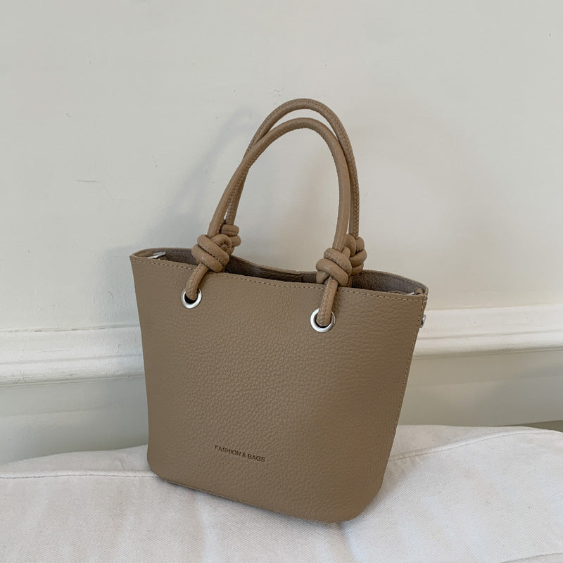 Cross-border high-end lychee pattern bucket bag women's 2025 new portable vegetable basket bag fashionable shoulder messenger bag