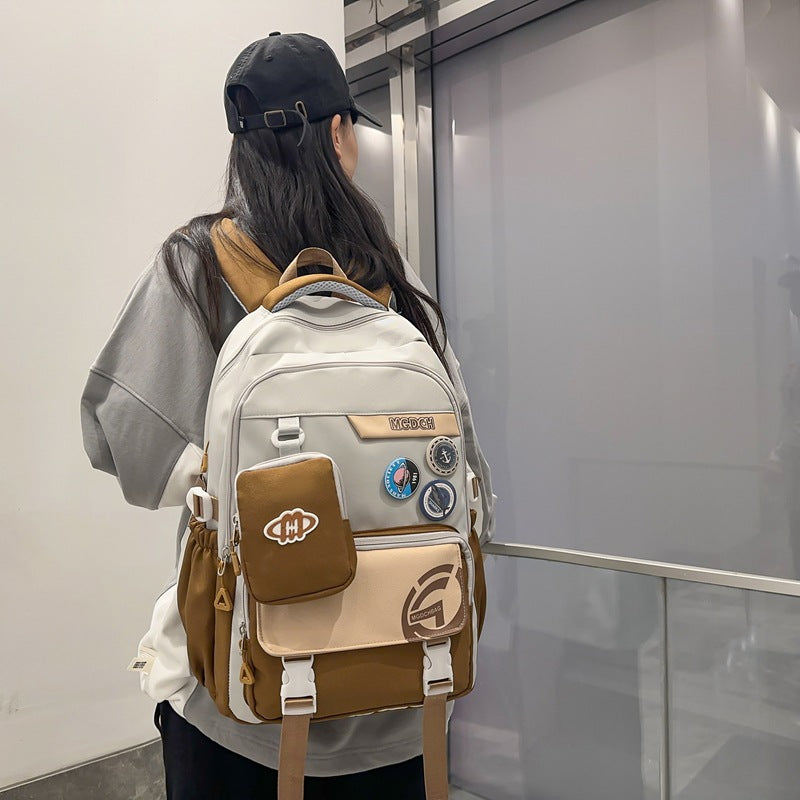 New student schoolbags, men's and women's backpacks, teenagers, campus backpacks, simple and fashionable, high school and high school large-capacity schoolbags