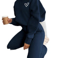 fashionembroider hooded sweatshirt suitloose drop shoulder drawstring wide leg sweatpants two-piece set