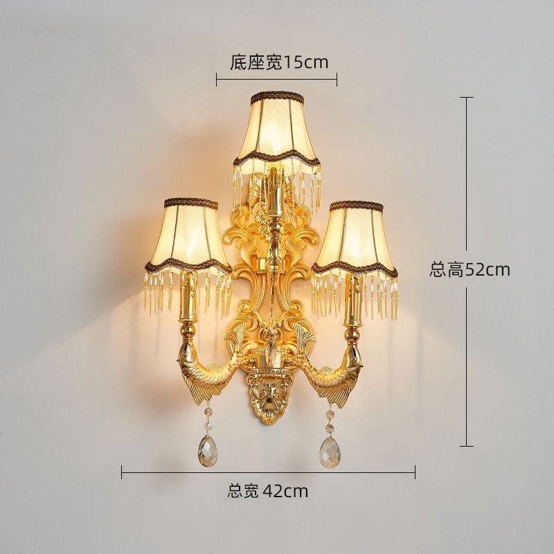 Three-head european style wall sconce - bedroom bedside lamp, wall-mounted living room background lighting, led corridor new arrival aisle fixture