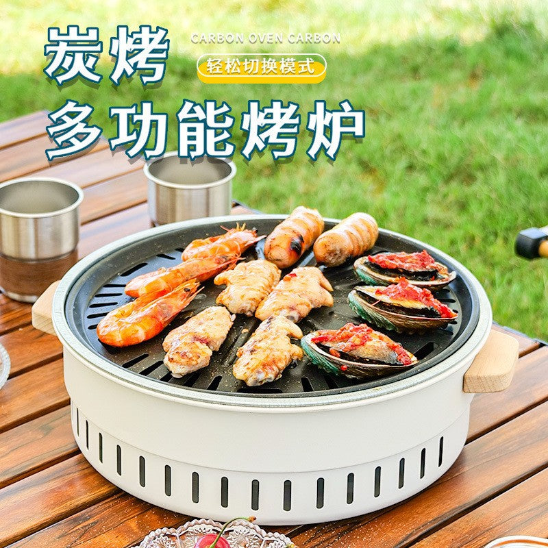 Outdoor camping style tea making by the stove zibo charcoal barbecue stove for home small multi-function smokeless barbecue grill heating stove