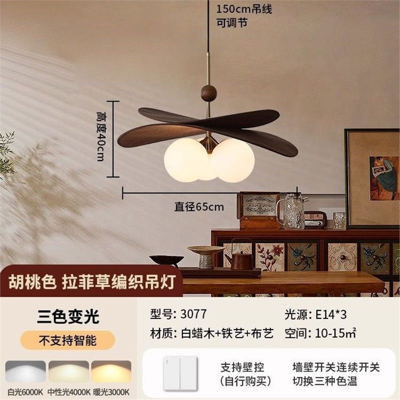 French medieval chinese ancient style rattan lamp restaurant japanese retro dining table chandelier bedroom master bedroom study balcony