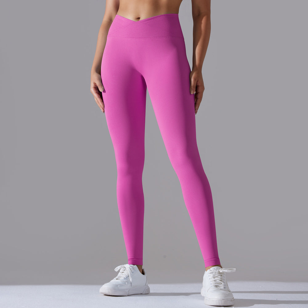 Fashion cross-border seamless tight yoga pants women's cross high waist peach butt lifting sports pants breathable quick-drying fitness pants