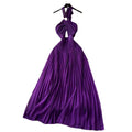 Atmosphere halterdress feminine cut out cross halter strap waist drape backless pleated long skirt