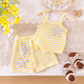 Children's clothing cross-border european and american girls yellow camisole + shorts two-piece set of children's clothing