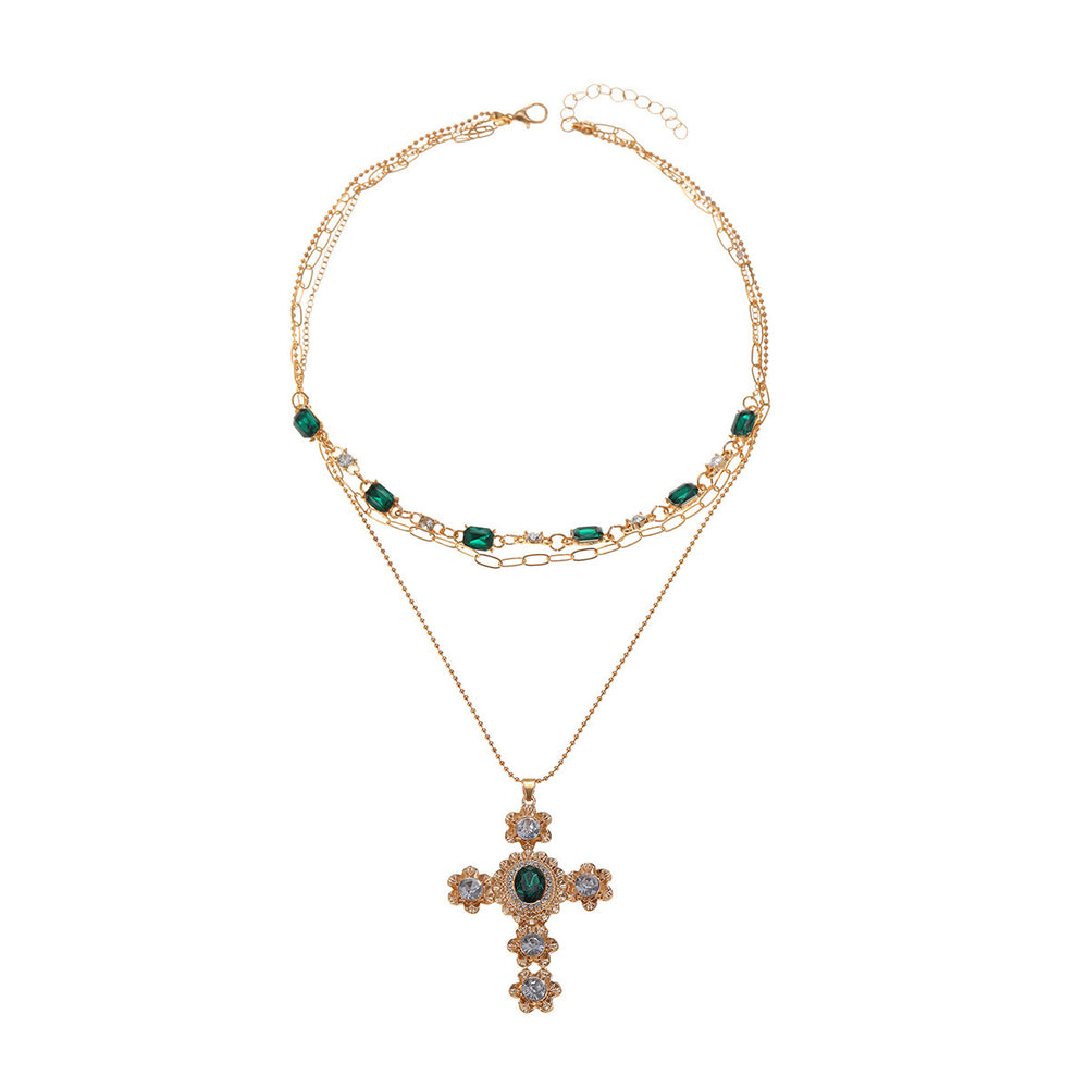 Wholesale diamond-studded cross necklace - european & american style, vintage-inspired, niche design, light luxury, high-end layering accessory, women's choker