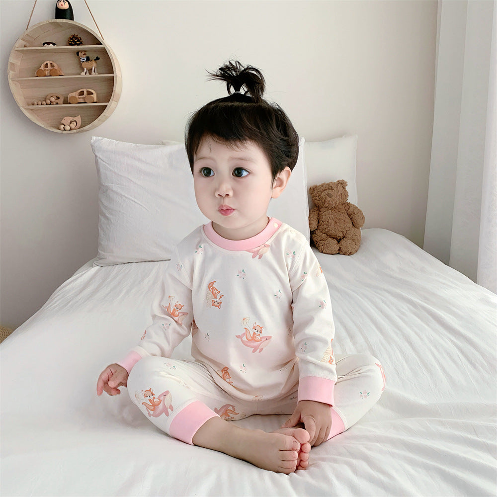 Kids' cotton thermal underwear set - boys' & girls' warm base layer for spring/autumn, baby & toddler pajamas