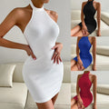 european and american women's spring/summer new collection: party dress - sexy backless stand collar sleeveless bodycon dress