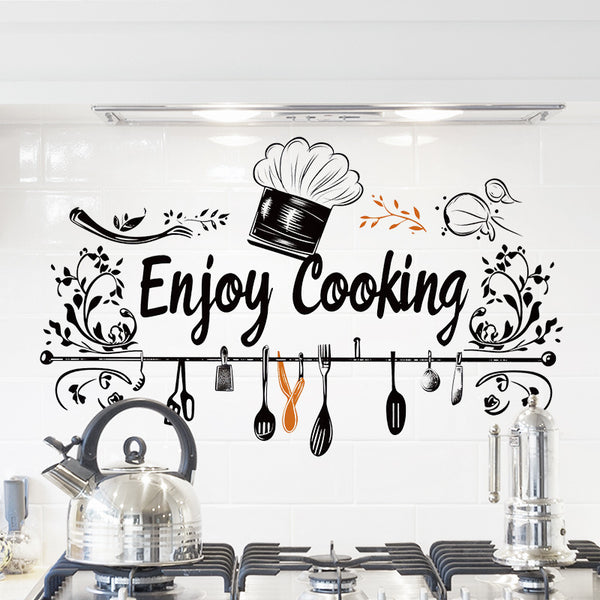 Kitchen English alphabet decorative stickers restaurant window glass black and white removable wall stickers 36060