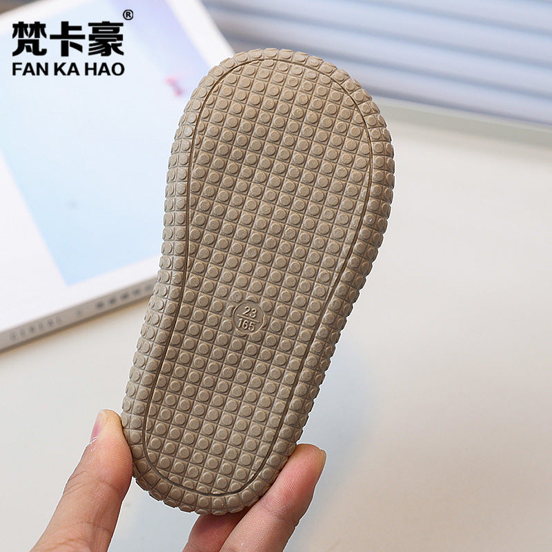 Vancahao kids' soft-soled first walker shoes,  summer new korean style, cartoon closed-toe sandals for boys and girls