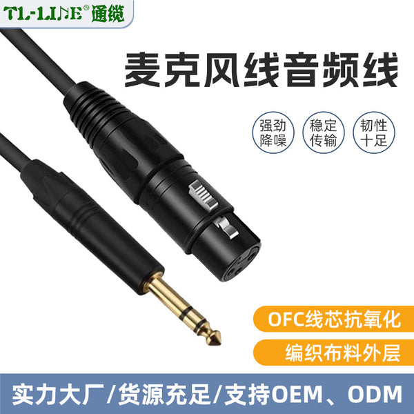 6.5 pairs of Canon mother audio cable 6.35 male pairs of Canon three-core audio cable live microphone cable power amplifier