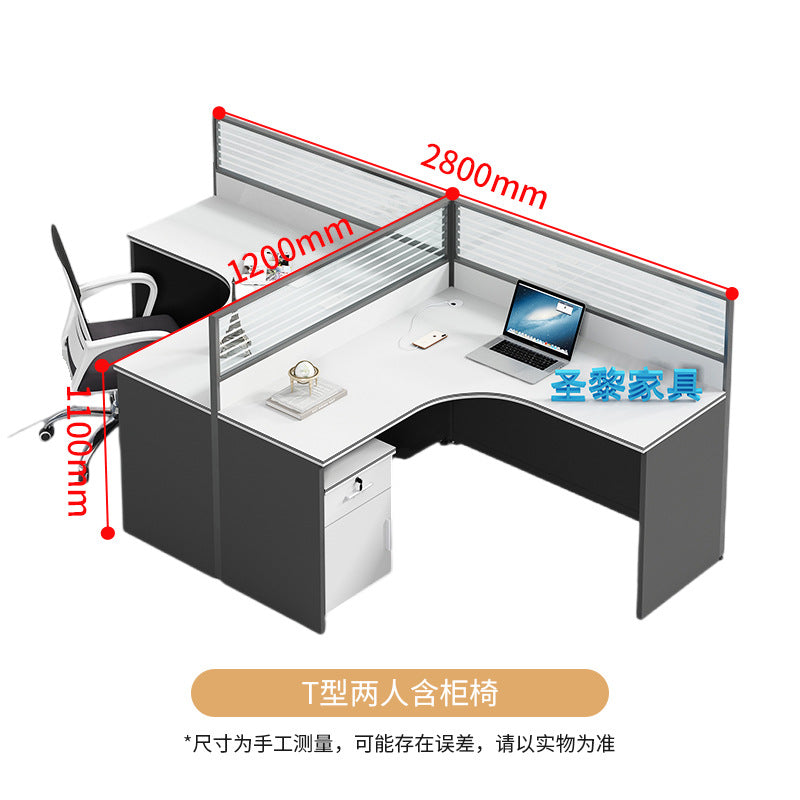 Saint li office desk and chair set - employee computer desk with partition, workstation for finance staff