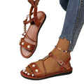 Women's foreign trade sandals - new  summer collection: non-slip, flat, european & american style, versatile handmade beaded flat sandals - wholesale