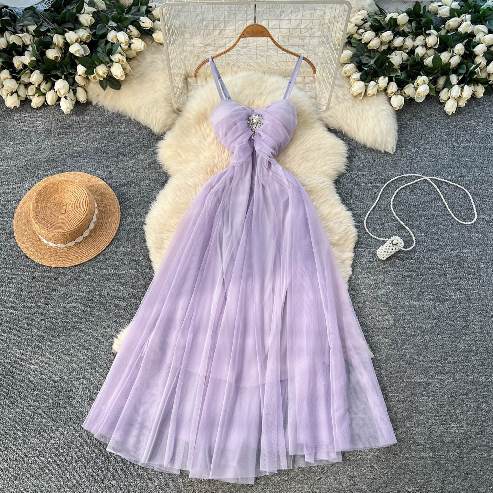 French chic, ethereal mesh slip dress - women's 2026 spring/summer collection - high-end, figure-flattering, elegant evening gown