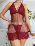 european and american southeast asian sexy see-through mesh lace lingerie see-through halter suspender skirt 3319