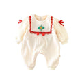 Baby rompers autumn winter female baby fleece-lined haki rompers newborn jacquard cherry heattech rompers haki