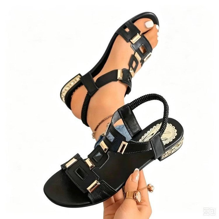 summer new arrival: plus size women's casual comfortable european and american style hollow-out buckle strap sandals - wholesale