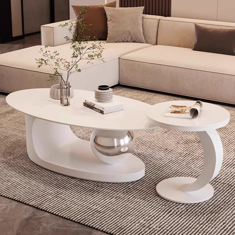Living room slate coffee table combination simple modern small apartment for home italian normcoreaccessible luxurypopular oval sofa table