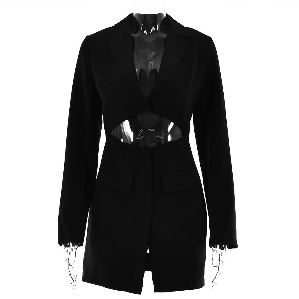 European and American ins hot-selling new dresses for women, sexy babes, fake two-piece cardigan lapel long-sleeved suit short skirt for women