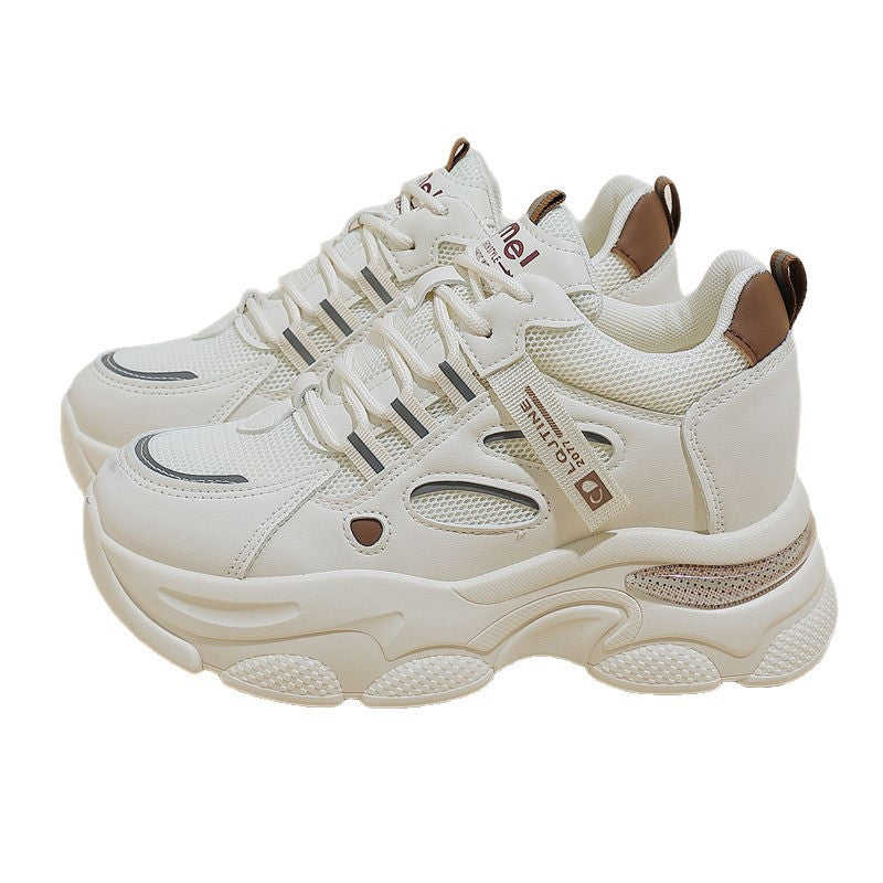 Inner height-increasing dad shoes women's lightweight thick-soled 2025 new mesh autumn and winter small man shows height casual sports shoes