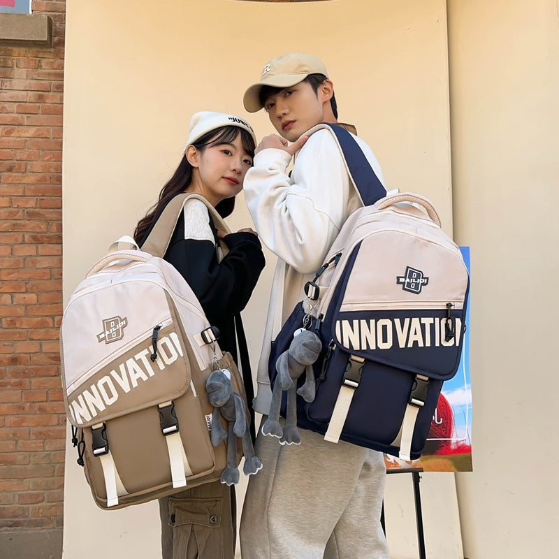 New large-capacity schoolbag, high school student fashion trend backpack, computer bag, strong and durable backpack.