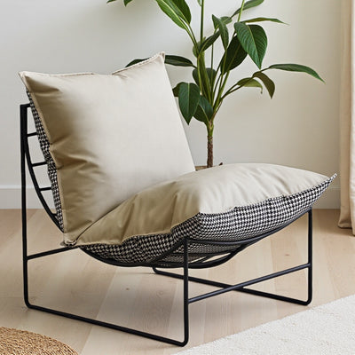 Factory direct light luxury chidori grids iron single sofa chair popular chair back chair small balcony lazy sofa