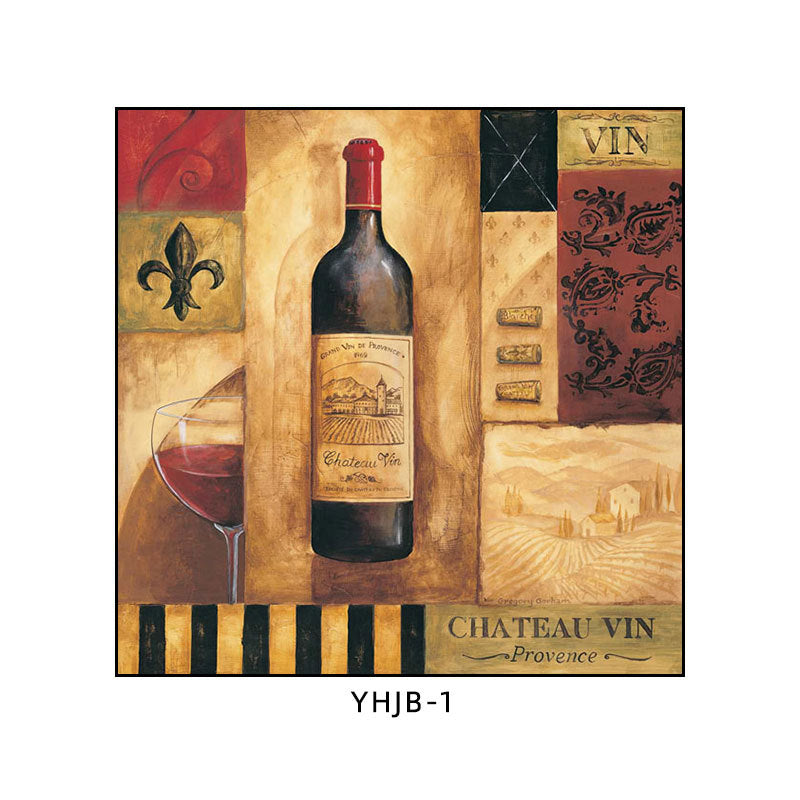 American bar decorative painting retro industrial style creative KTV box red wine glass hanging painting nostalgic wine mural
