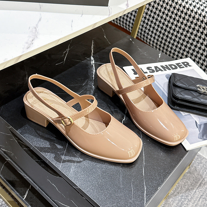 New southeast asian fashionable mary jane shoes, closed-toe sandals, closed-toe high heels, women's retro low-cut flats