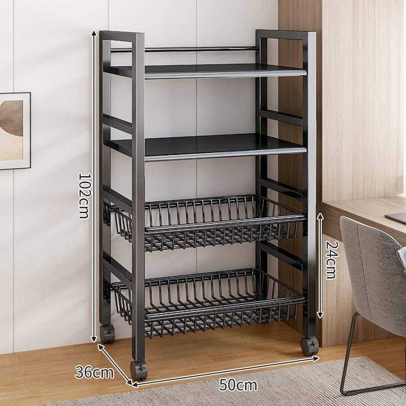 Kitchen shelf storage rack floor-standing multi-layer movable storage rack multi-functional punch-free storage rack thickened shelf