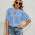 fashion cross-border trade  new independent station lace-up princess sleeve pleated chiffon top for women