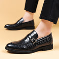 2024 new men's leather dress shoes - business casual, crocodile embossed, british style, korean design, pointed toe, plus size available