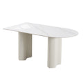 Modern minimalist rock slab dining table - new vintage-style home dining table with beautiful peanut leg design